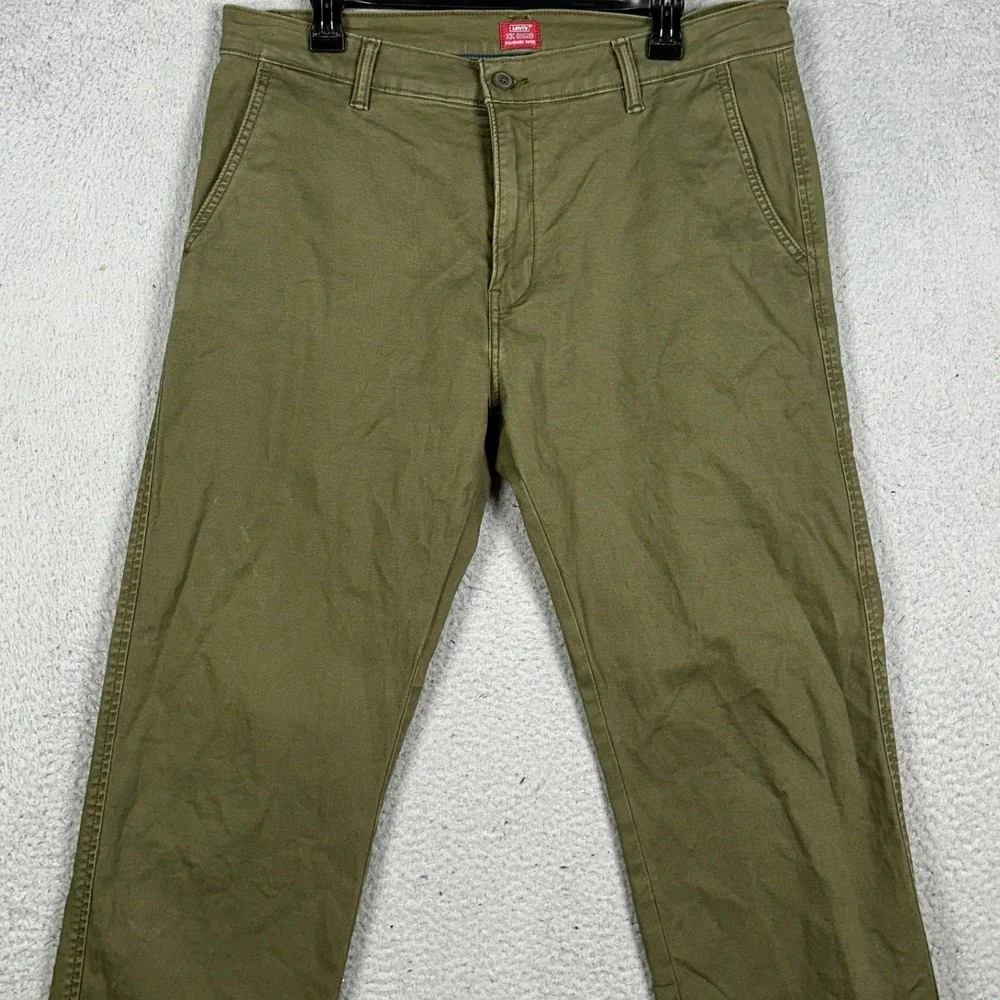 Levis XX Chino Pants Men 34X30 Olive Green Standard Taper Casual Red Tab Stretch